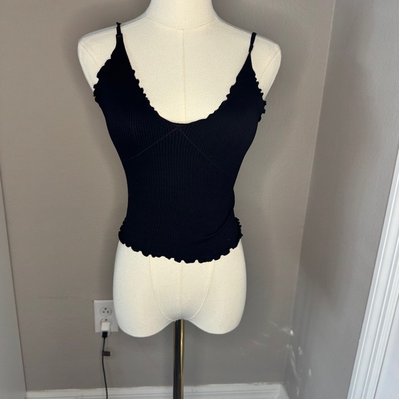 Free People Black Ruffle Top - Picture 1 of 5